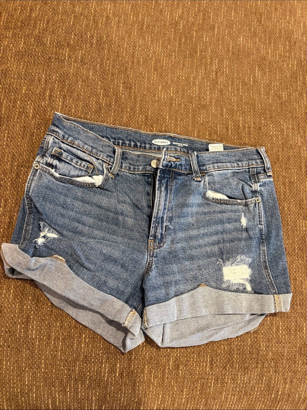 Old Navy Women's Rolled Hem Distressed Denim Shorts - Blue